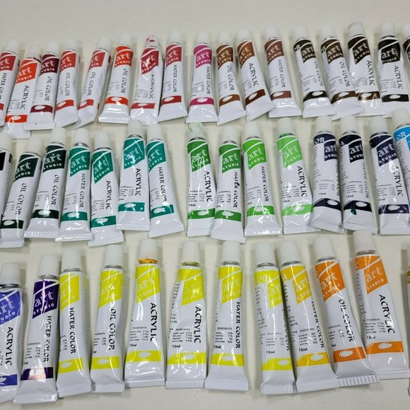 Lot of 70 Oil Acrylic Water Color Paint Tubes 12ml Some Used Art Studio - Picture 3 of 6